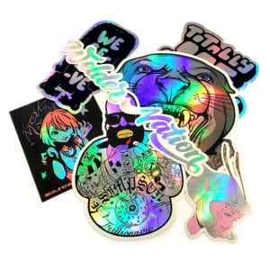 specialty ink printing, glitter, holographic, metallic, glow in the dark