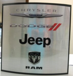 logo brick branding display for Chrysler, Dodge, Jeep