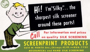 Early postcard mailer for Impro Graphics, Silk Screen Printer
